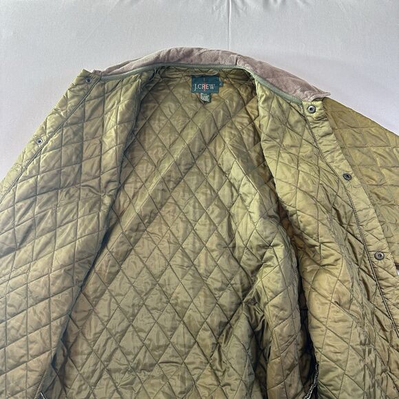 J.Crew Coat Mens Large Green Quilted Oarsman Vintage Corduroy Collar Chore Barn - Picture 6 of 8